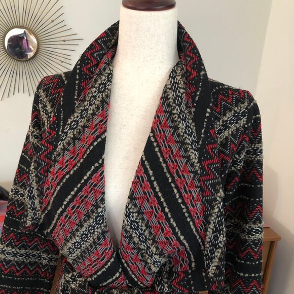 Jack by BB Dakota Open Front Wool Blend Knit Cardigan S Aztec Southwestern Boho - Picture 3 of 13
